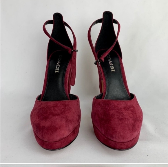 Coach Christie Pat Suede Maroon Pumps  Size 8 - Picture 2 of 12